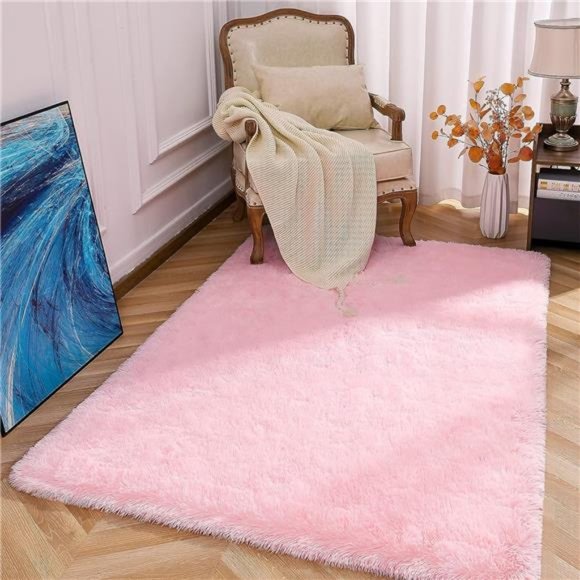 Baby Pink Area Rug for Bedroom Living Room Carpet Home Decor,Upgraded 4x5.9 Cute - Picture 6 of 6